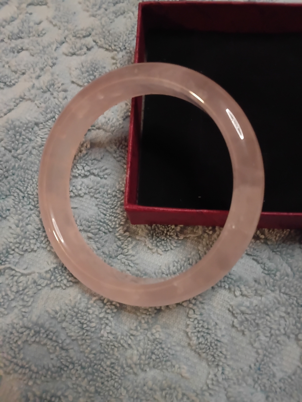 Rose Quartz Round Bangle Bracelet - Pink